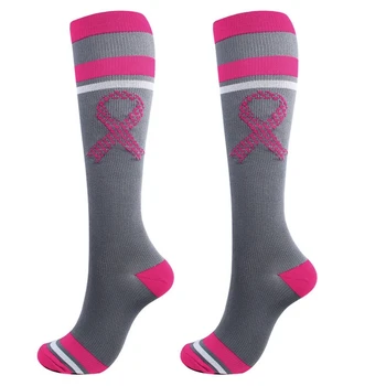 Дамски Мъжки Компресия Чорапи с Логото на AIDS, Розови Чорапи С Принтом Лента, До Коляното, Меки Спортни и Футболни Чорапи-тръба За Джогинг, 37JB