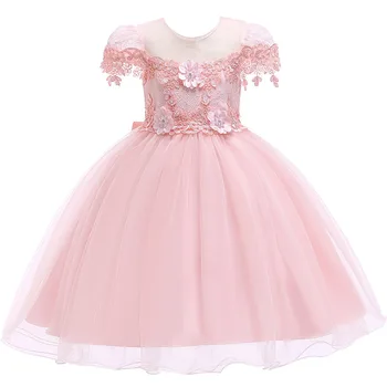 Детски дрехи за момичета, рокли пачки принцеса, Бебешка рокля с цветен модел от 2 до 7 години