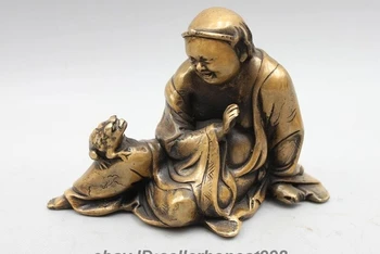 Китай Бронз и Мед Народен маммон Буда Лю Хай се играе Златна Статуя Плевателя Жаба