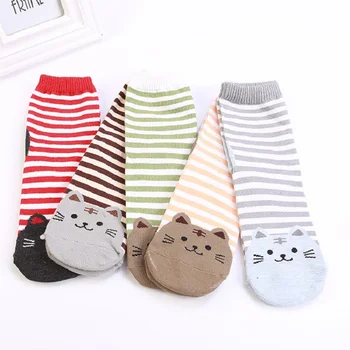 Мультяшные директни чорапи за жени, възрастни шарена котка чорапи за жените, памучни чорапи с коте