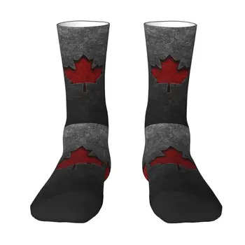 Чорапи с Хубав Принтом Хартата на Канада за Мъже И Жени, Стрейчевые Летни Есенно-Зимни Текстурирани Чорапи с Канадски Флага